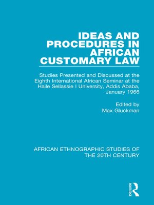 cover image of Ideas and Procedures in African Customary Law